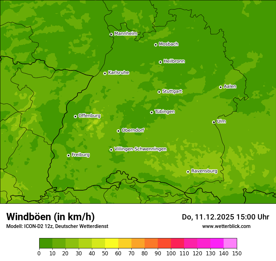 Modellkarten Windgeschwindigkeit
