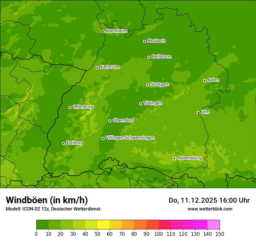 Modellkarten Windgeschwindigkeit