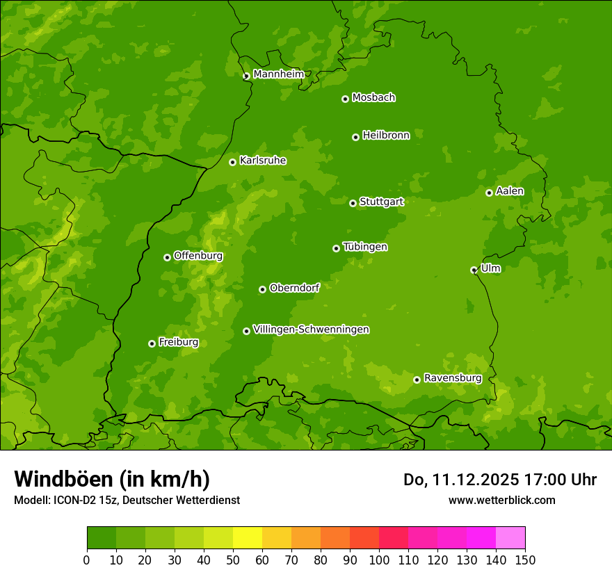 Modellkarten Windgeschwindigkeit