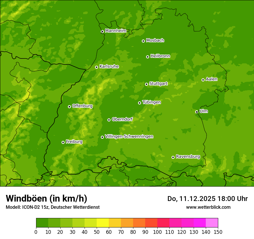 Modellkarten Windgeschwindigkeit