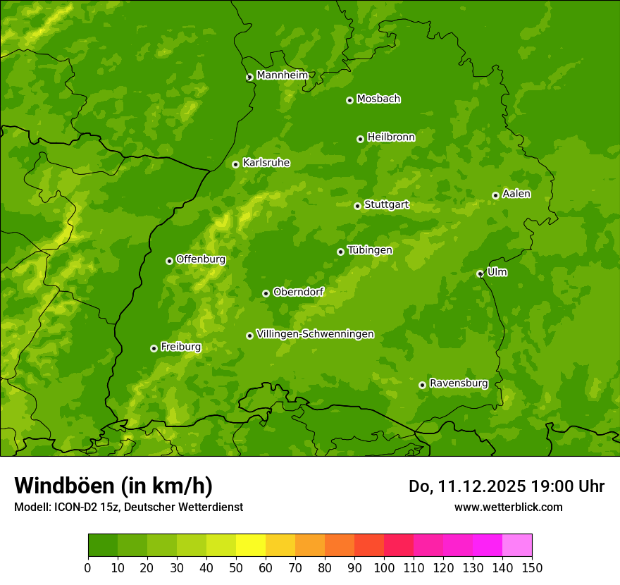 Modellkarten Windgeschwindigkeit