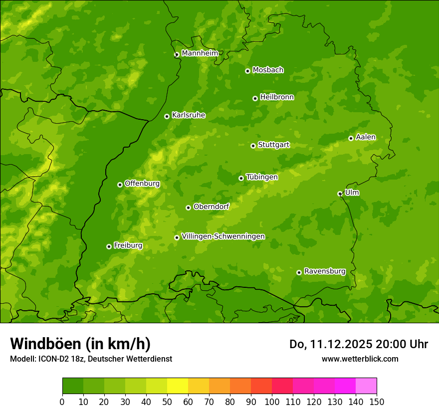 Modellkarten Windgeschwindigkeit