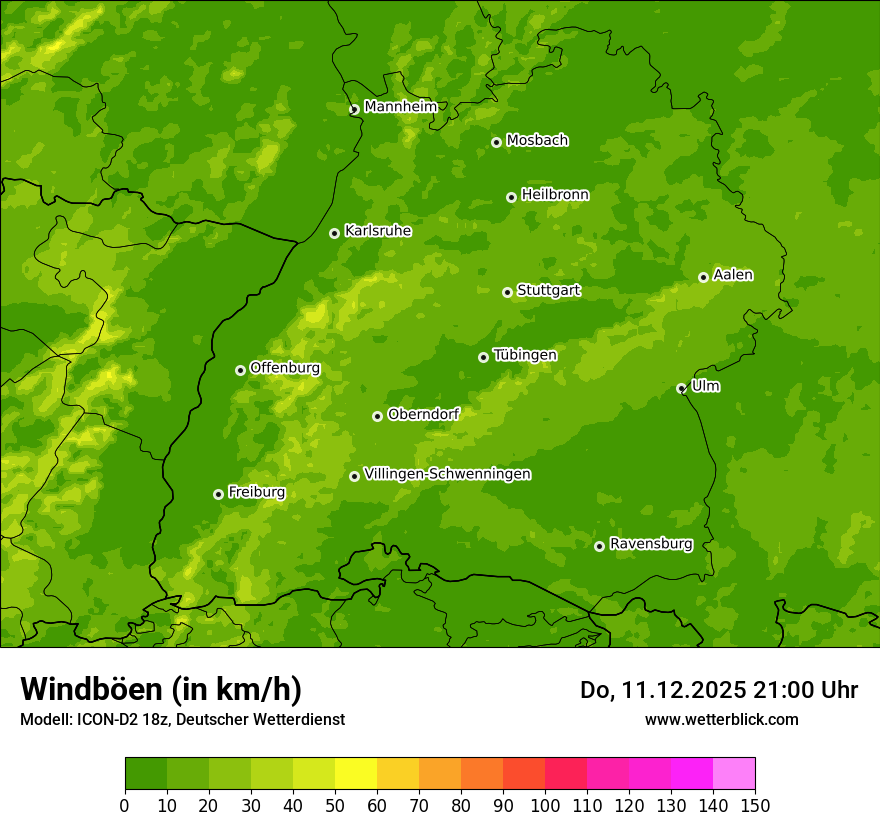 Modellkarten Windgeschwindigkeit