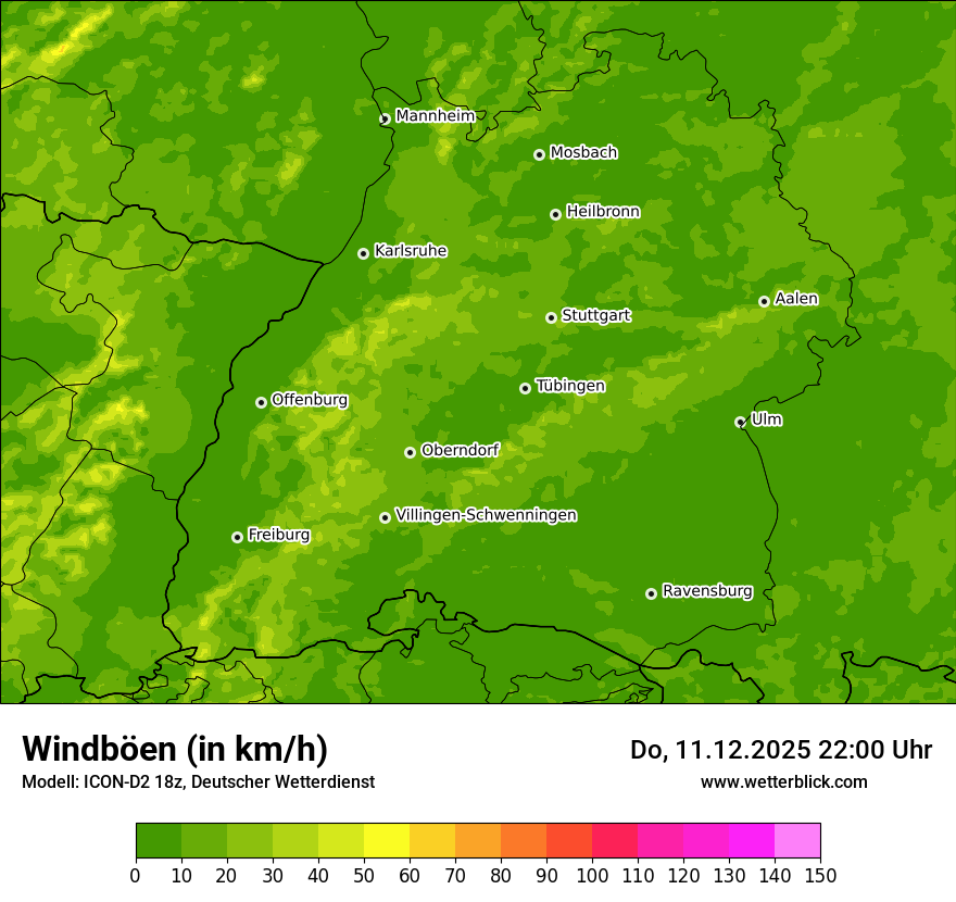 Modellkarten Windgeschwindigkeit