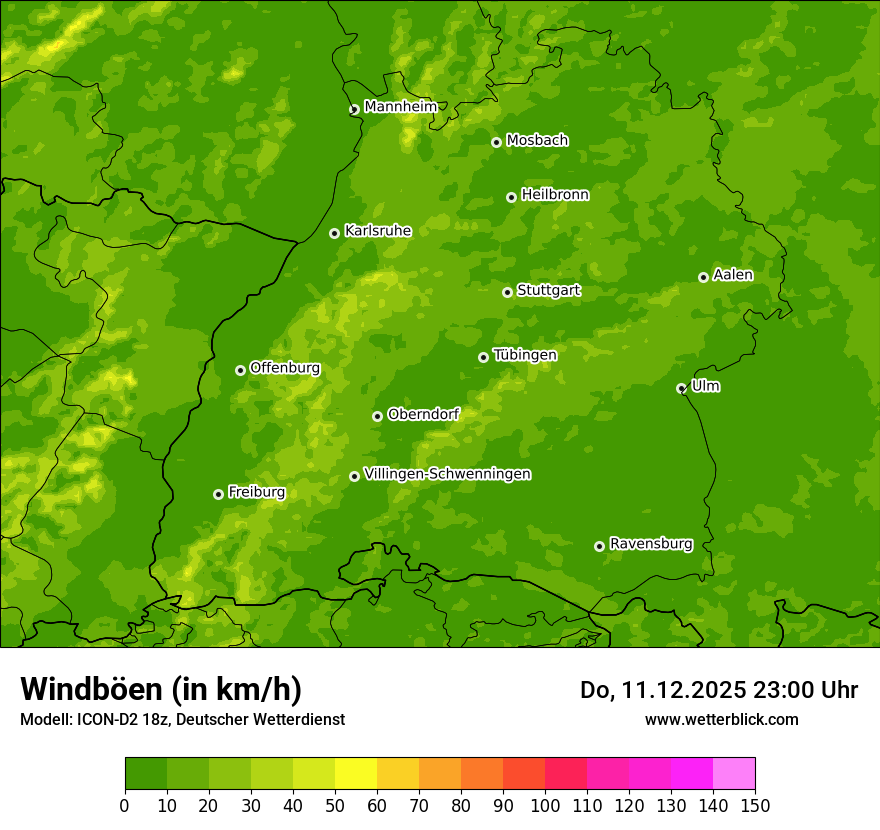 Modellkarten Windgeschwindigkeit