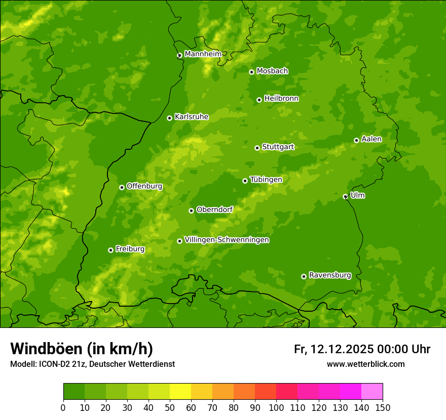 Modellkarten Windgeschwindigkeit