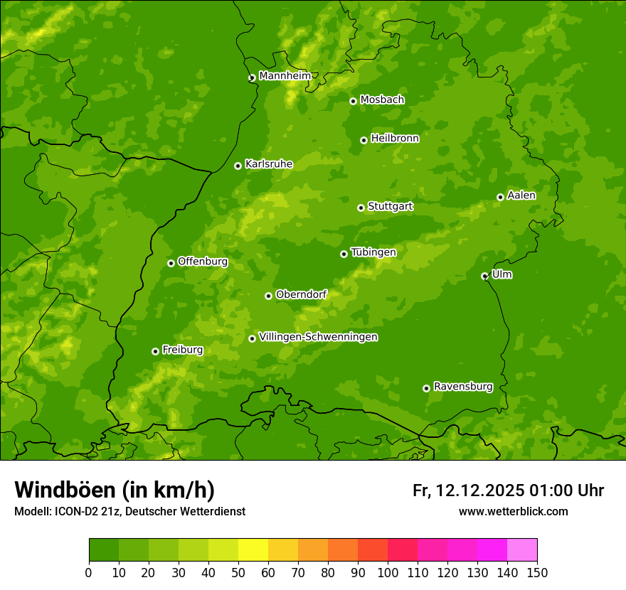 Modellkarten Windgeschwindigkeit