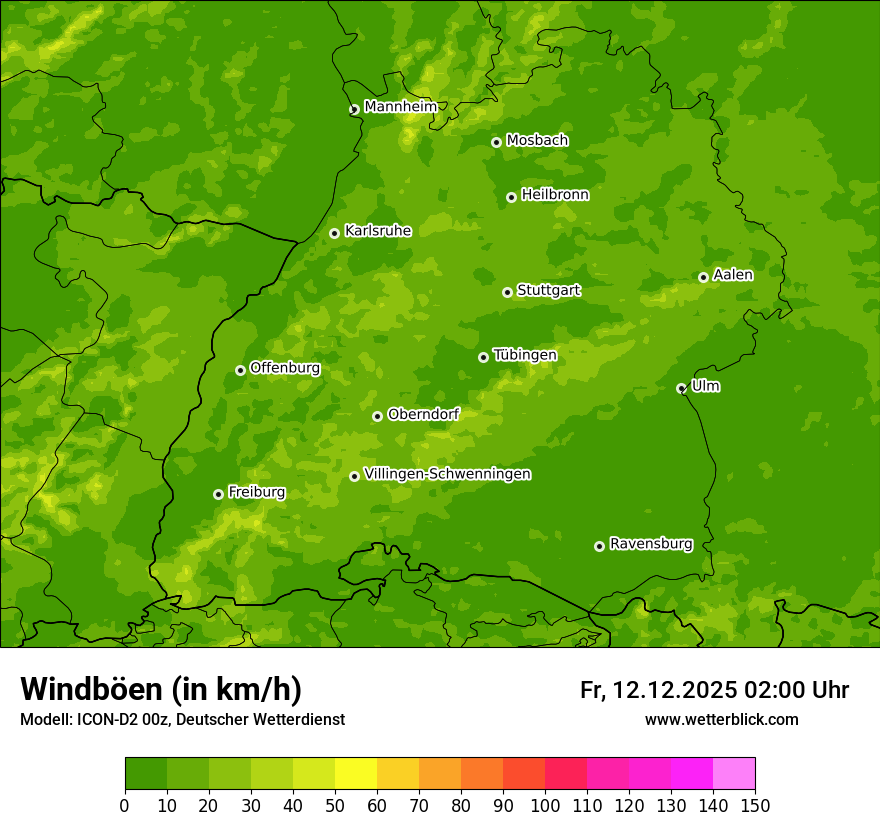 Modellkarten Windgeschwindigkeit
