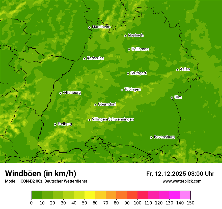Modellkarten Windgeschwindigkeit