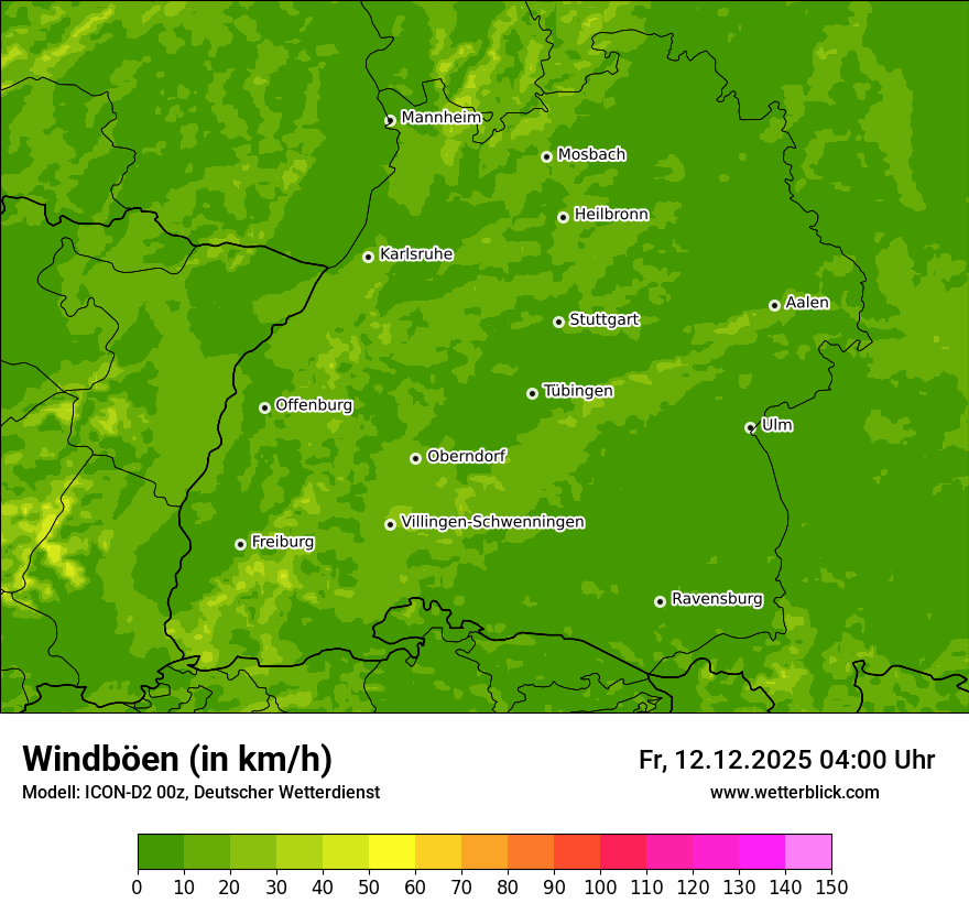 Modellkarten Windgeschwindigkeit