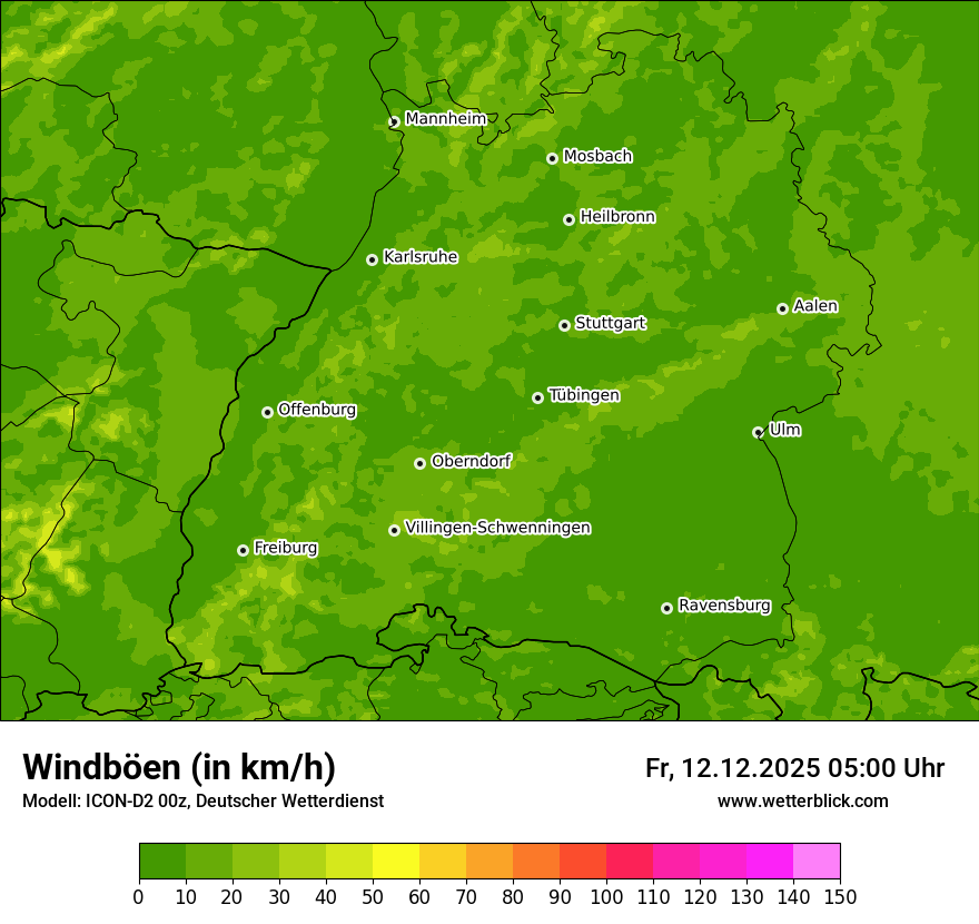 Modellkarten Windgeschwindigkeit