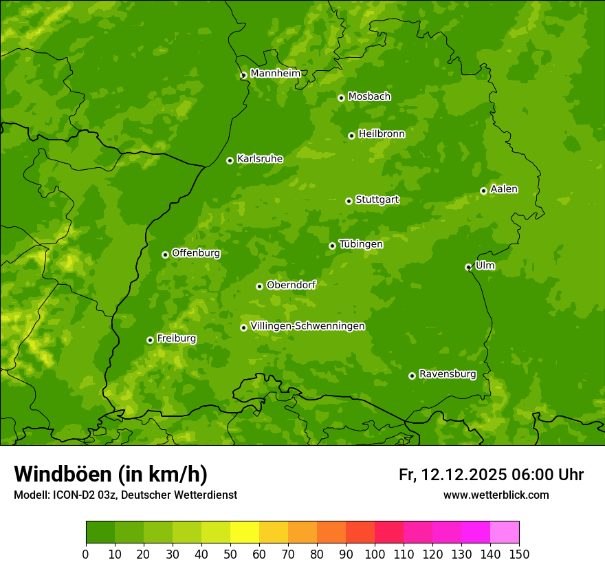 Modellkarten Windgeschwindigkeit