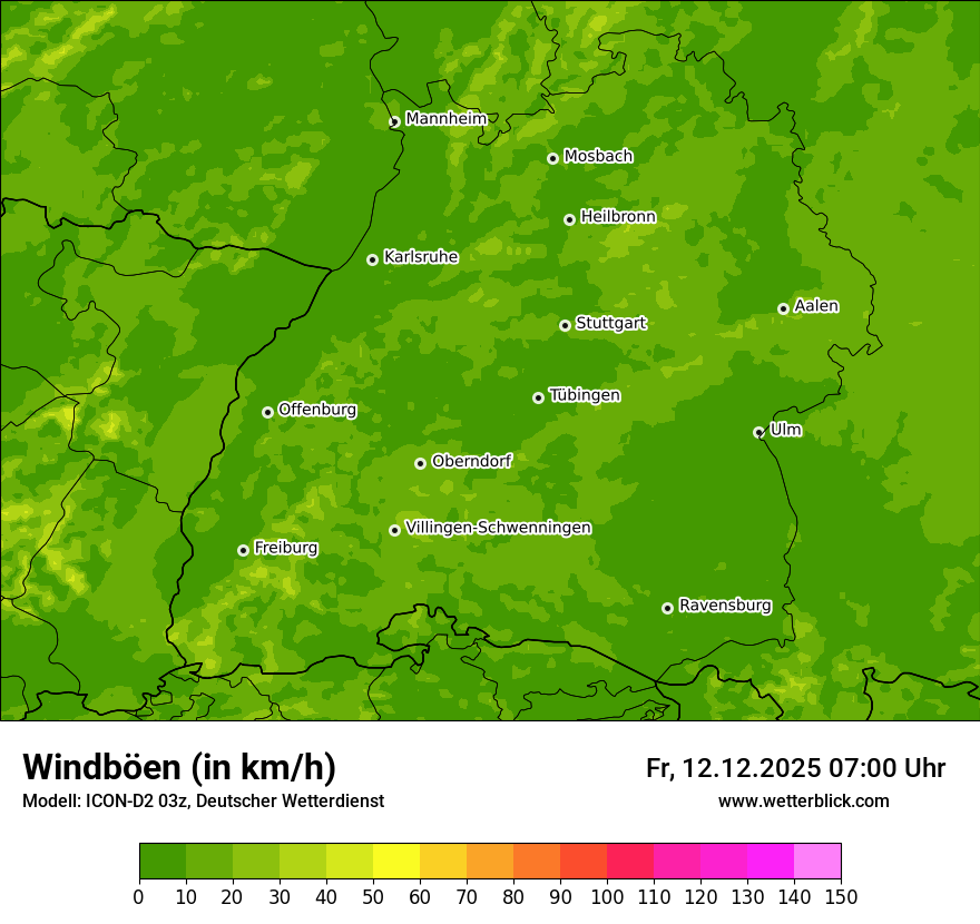 Modellkarten Windgeschwindigkeit