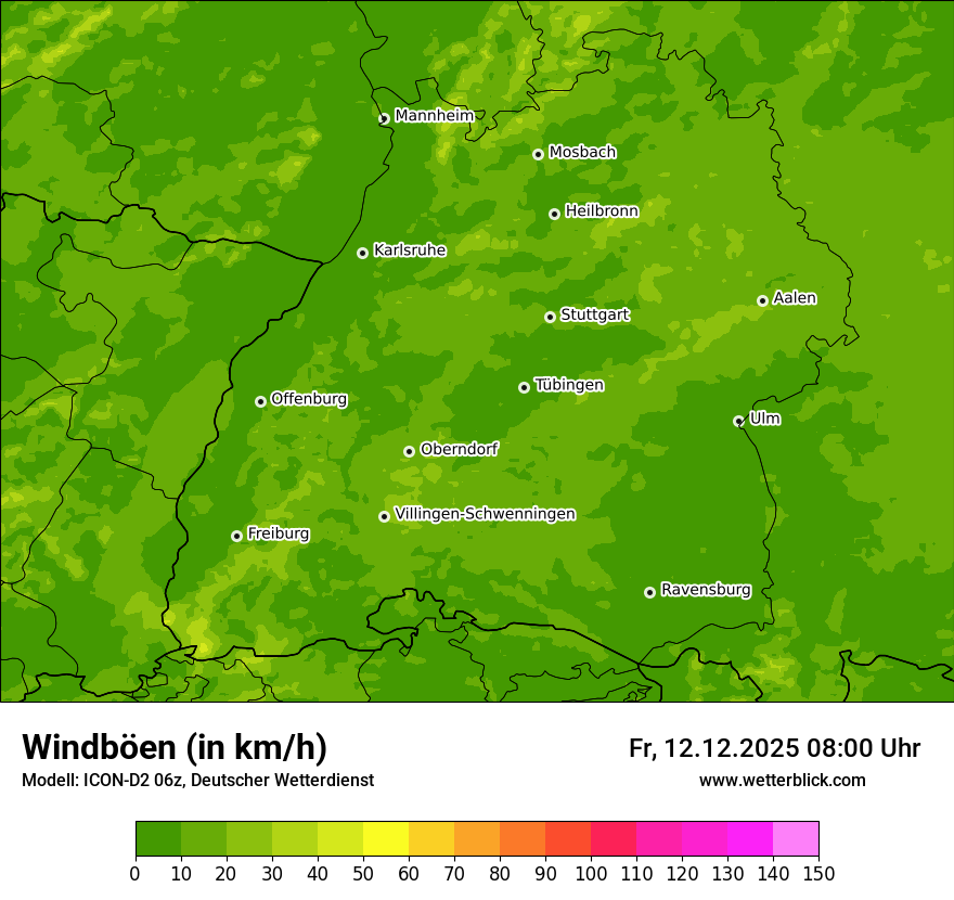 Modellkarten Windgeschwindigkeit