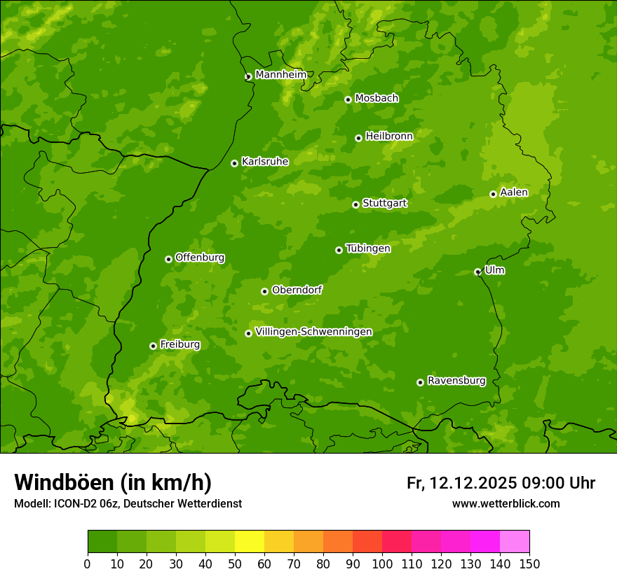 Modellkarten Windgeschwindigkeit