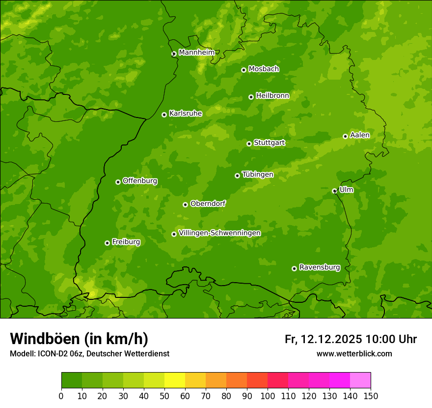 Modellkarten Windgeschwindigkeit