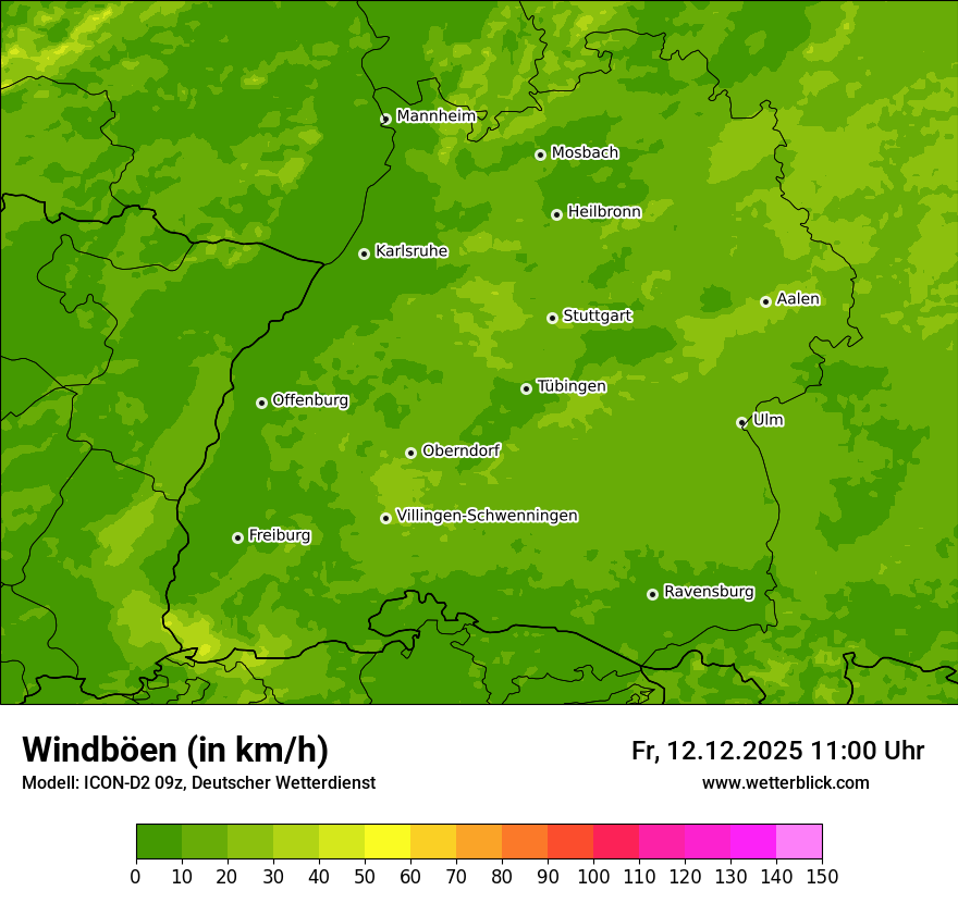 Modellkarten Windgeschwindigkeit