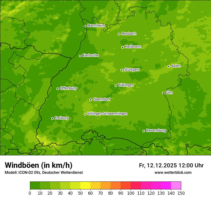 Modellkarten Windgeschwindigkeit