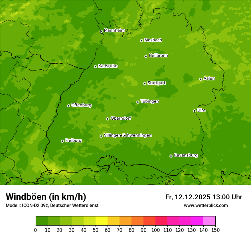 Modellkarten Windgeschwindigkeit