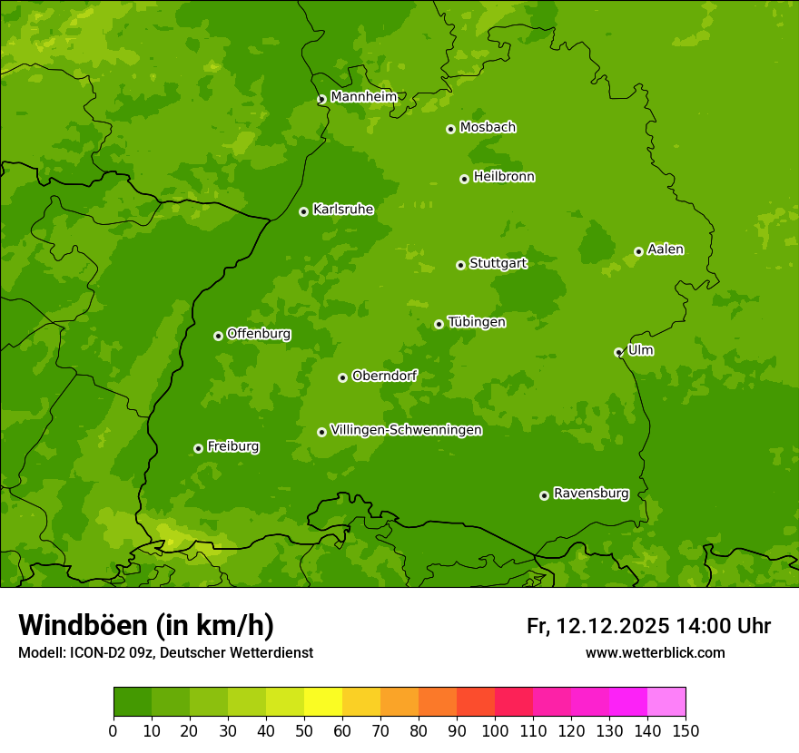 Modellkarten Windgeschwindigkeit