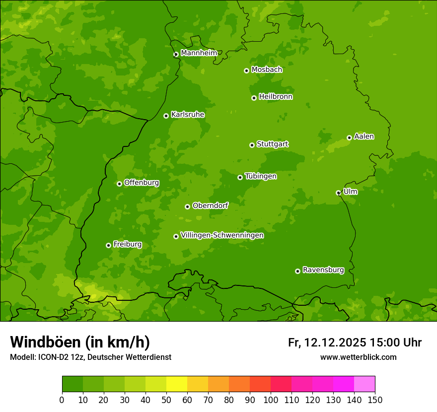 Modellkarten Windgeschwindigkeit