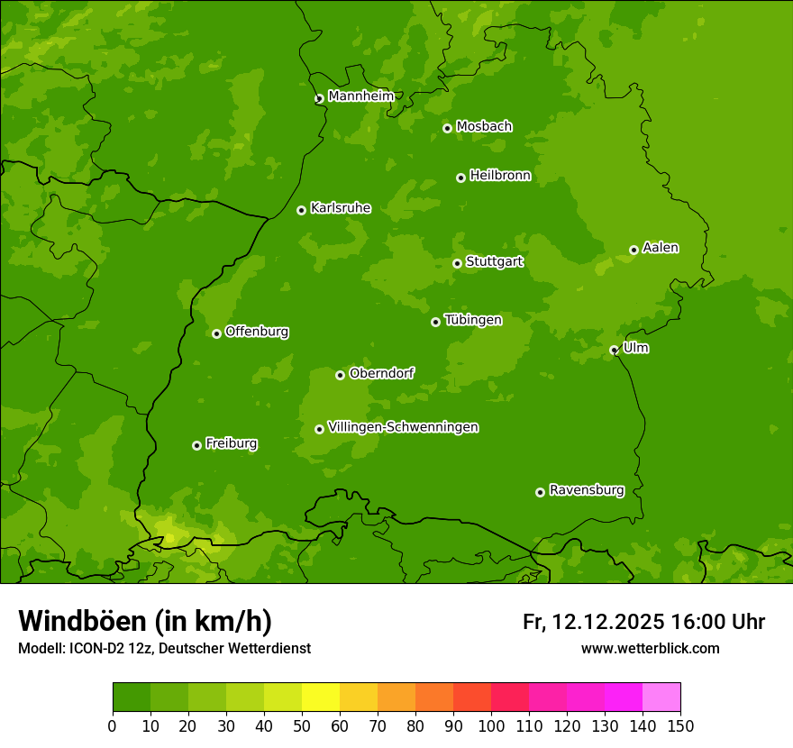 Modellkarten Windgeschwindigkeit