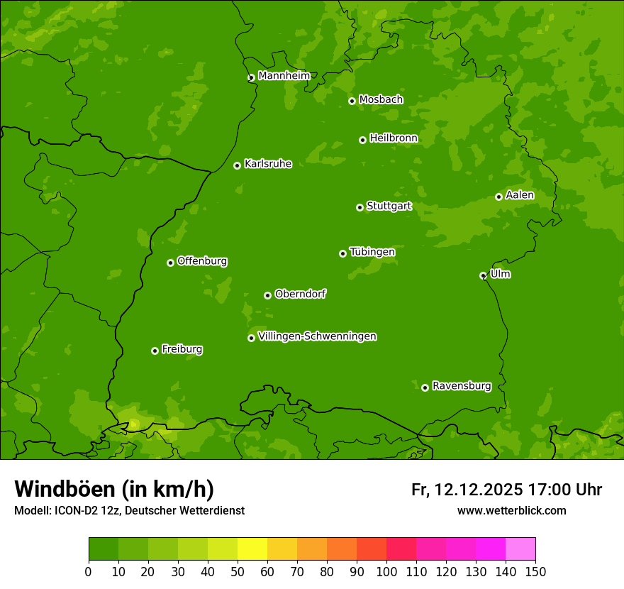 Modellkarten Windgeschwindigkeit