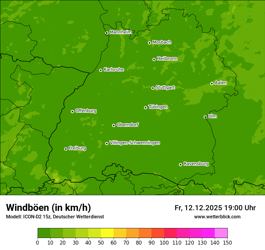 Modellkarten Windgeschwindigkeit