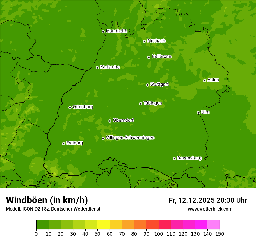 Modellkarten Windgeschwindigkeit