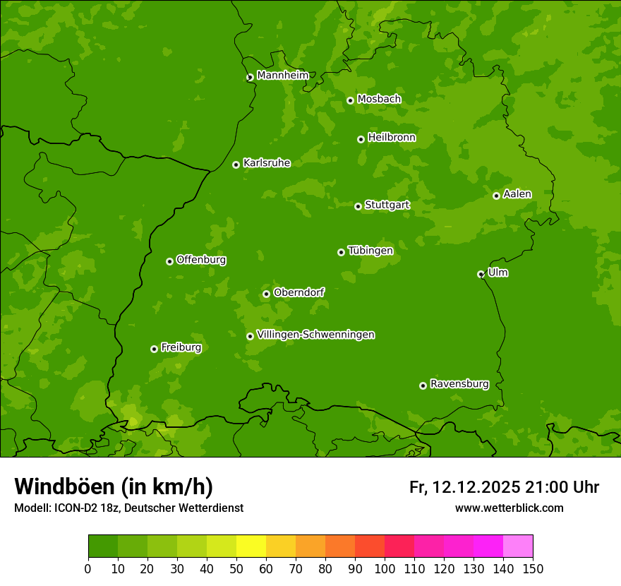 Modellkarten Windgeschwindigkeit