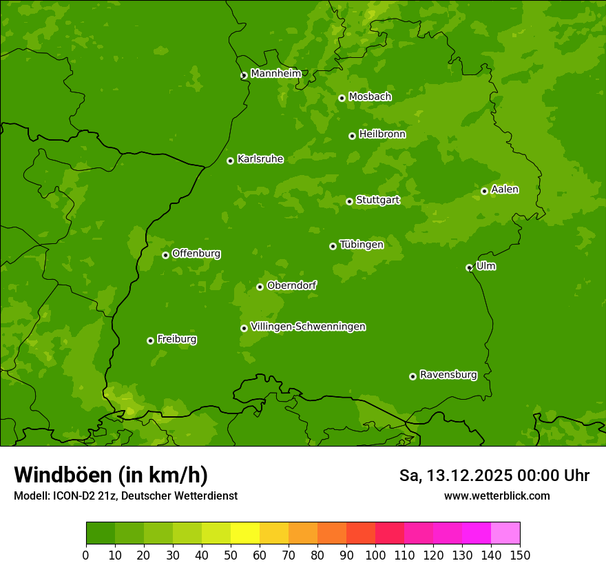 Modellkarten Windgeschwindigkeit