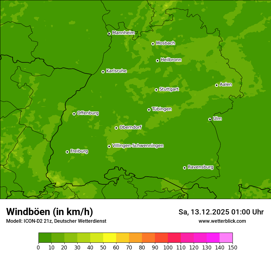 Modellkarten Windgeschwindigkeit