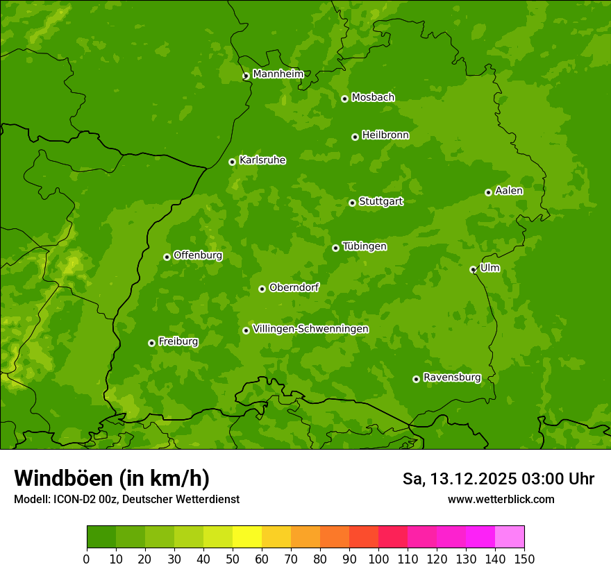 Modellkarten Windgeschwindigkeit