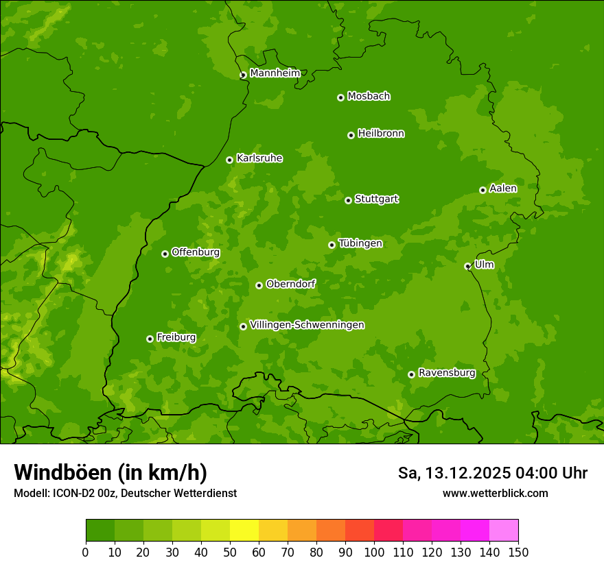 Modellkarten Windgeschwindigkeit