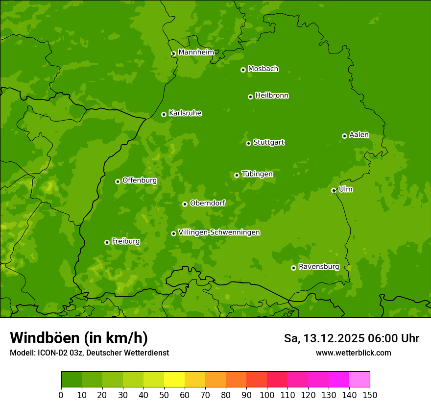 Modellkarten Windgeschwindigkeit