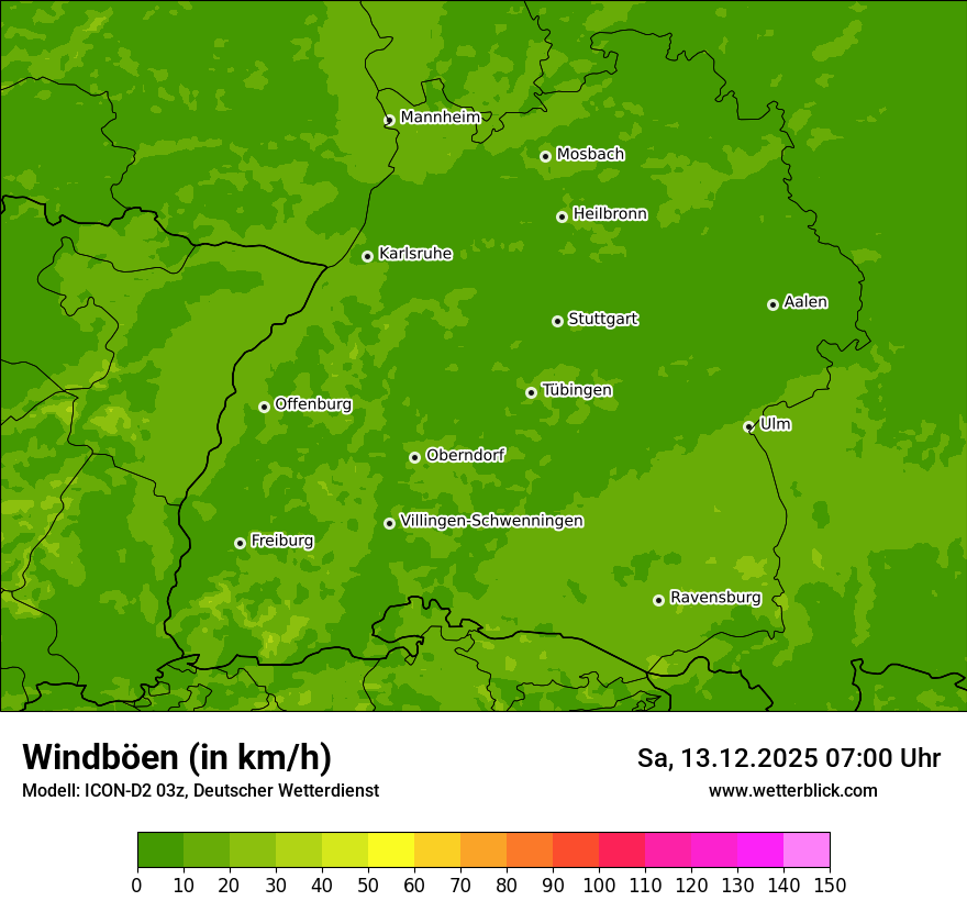Modellkarten Windgeschwindigkeit