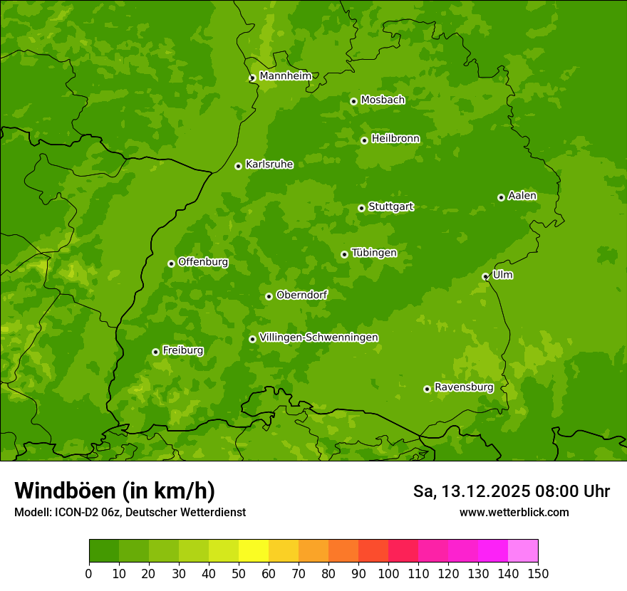Modellkarten Windgeschwindigkeit