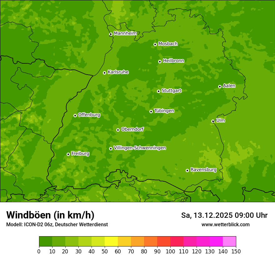 Modellkarten Windgeschwindigkeit