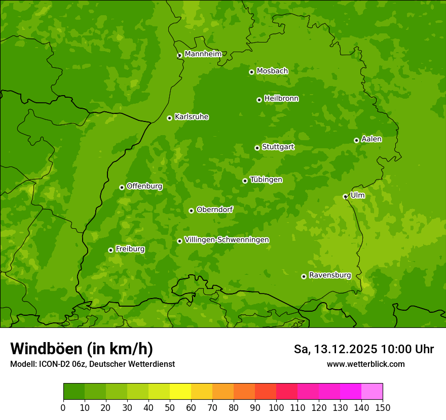 Modellkarten Windgeschwindigkeit