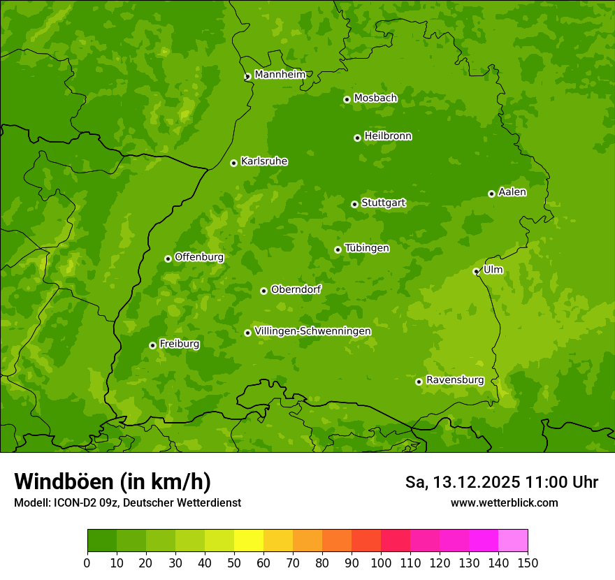 Modellkarten Windgeschwindigkeit