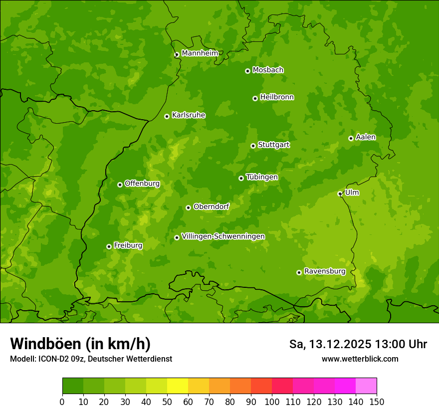 Modellkarten Windgeschwindigkeit