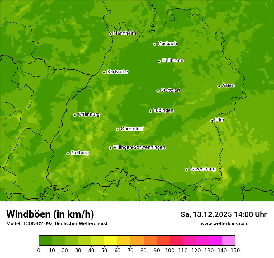 Modellkarten Windgeschwindigkeit