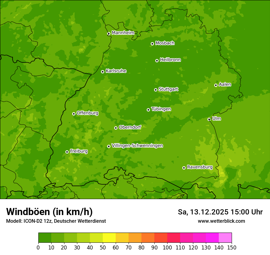 Modellkarten Windgeschwindigkeit