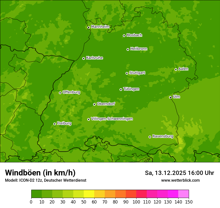 Modellkarten Windgeschwindigkeit
