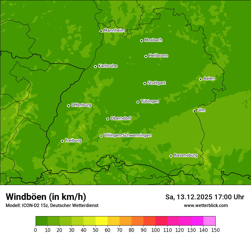 Modellkarten Windgeschwindigkeit