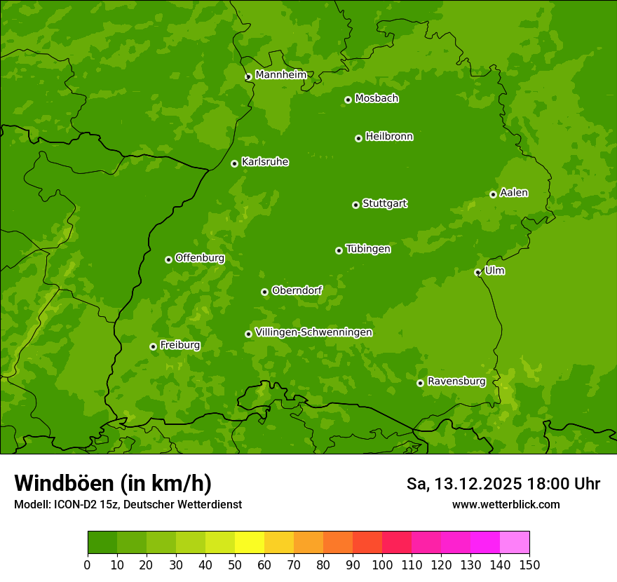 Modellkarten Windgeschwindigkeit
