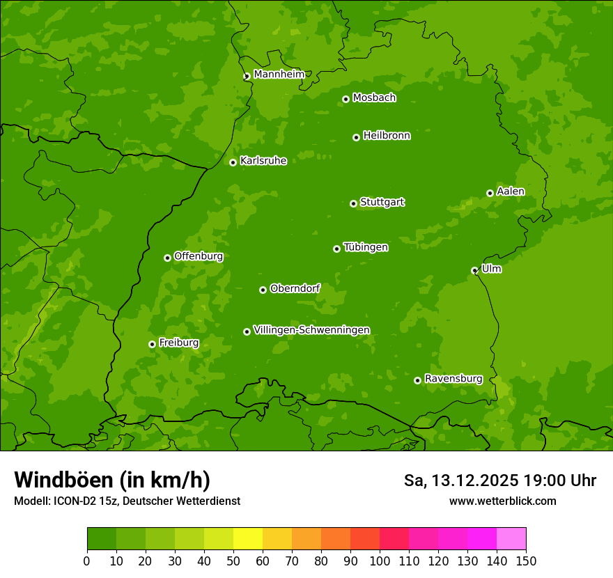 Modellkarten Windgeschwindigkeit