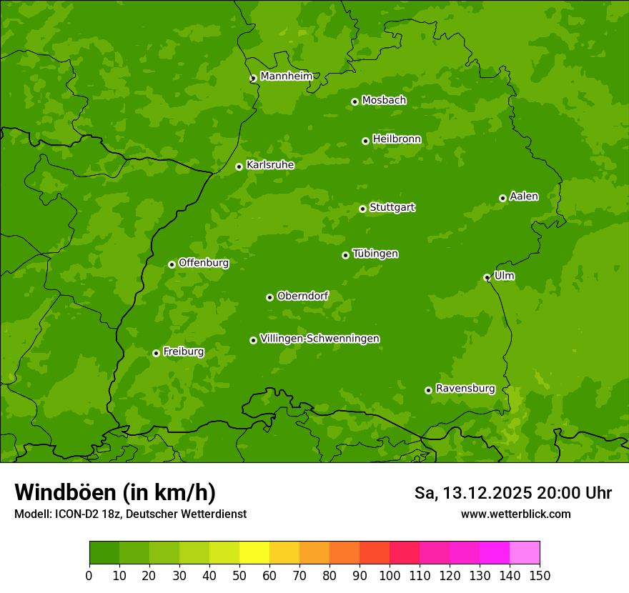 Modellkarten Windgeschwindigkeit