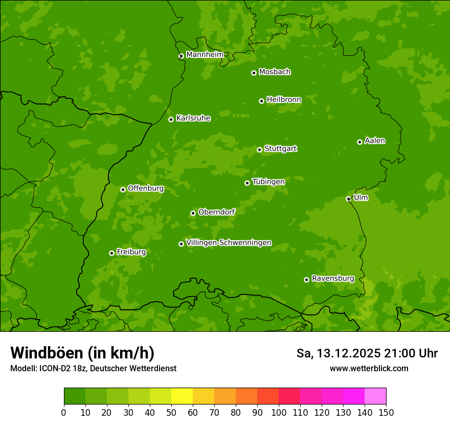 Modellkarten Windgeschwindigkeit