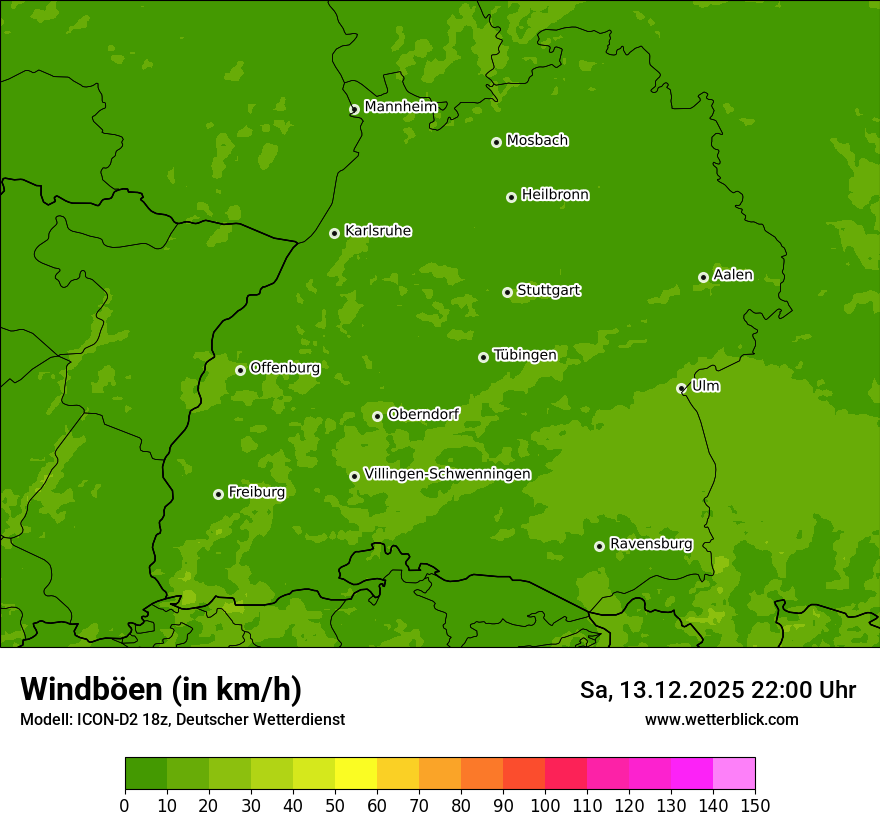 Modellkarten Windgeschwindigkeit